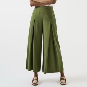 LK Bennett Frances Dark Green Linen Trouser Straight Leg Cropped Size 12